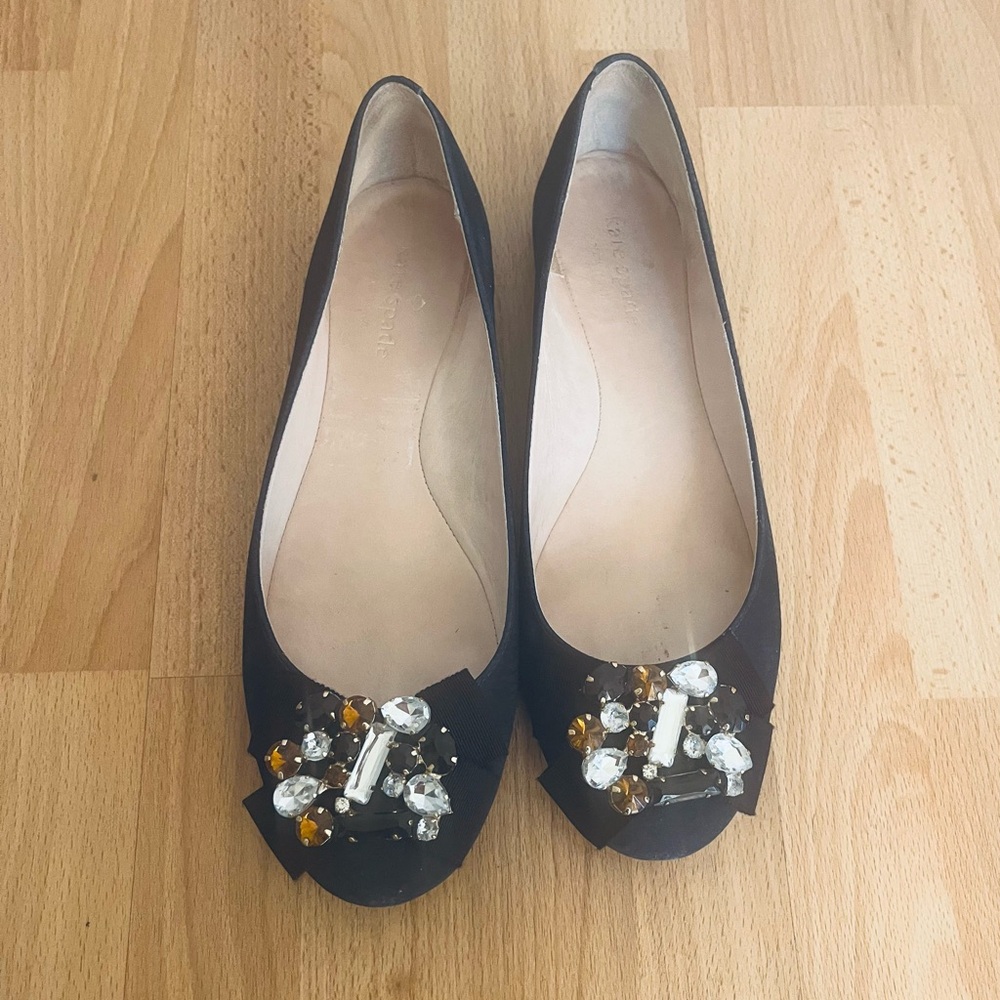 Kate Spade Blue Flats with Sparkly Embellishments